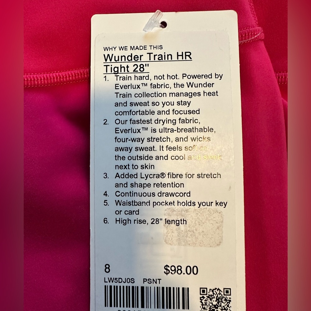 lululemon Wunder Train High-RiseTights in Passionate Pink-Size 8-NWT - Picture 9 of 9